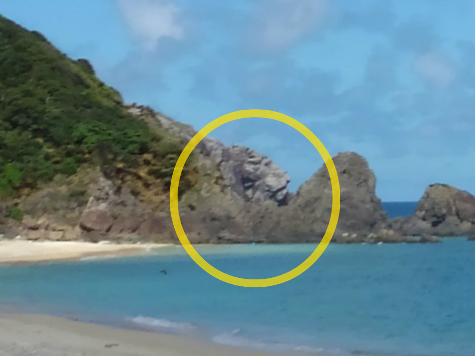 加計呂麻島にある『徳浜』のライオンの横顔のようならいおん岩
